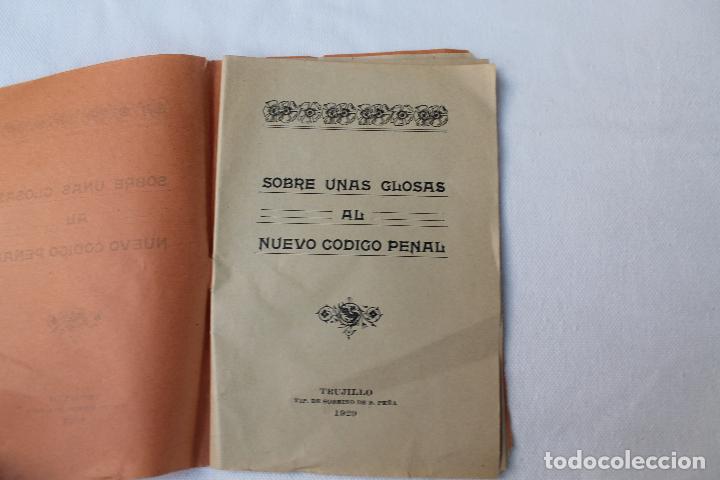 Documentos antiguos: SOBRE UNAS GLOSAS AL NUEVO CODIGO PENAL, TRUJILLO 1929 - Foto 3