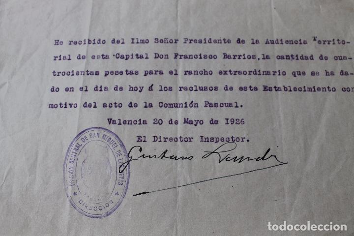 Documentos antiguos: PRISION CENTRAL DE SAN MIGUEL DE LOS REYES, VALENCIA 1926 - Foto 2
