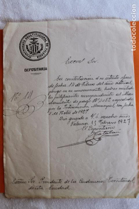 Old Documents: AYUNTAMIENTO CONSTITUCIONAL DE VALENCIA, DEPOSITARIA 1927