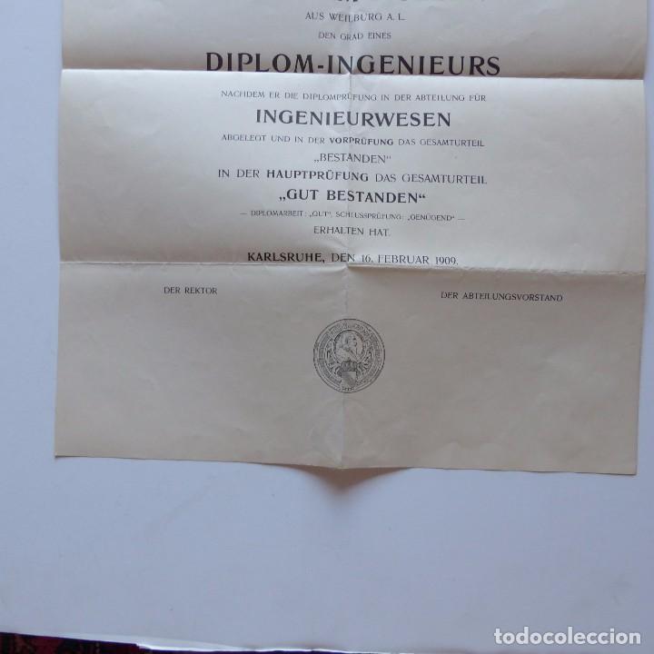 Documentos antiguos: TITULO DIPLOMA INGENIERIA. Alemania 1909 - Foto 2