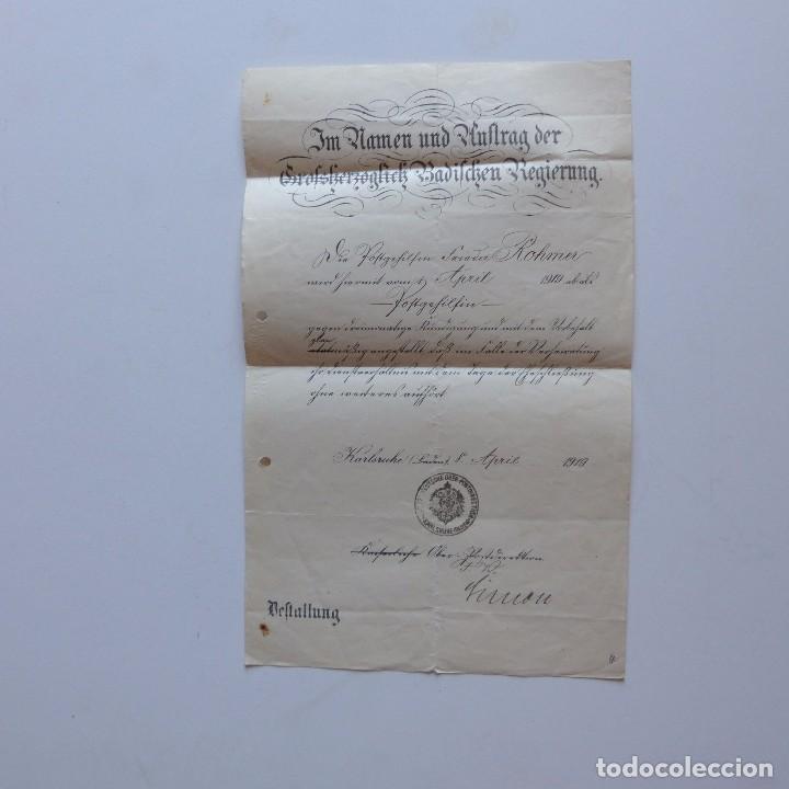 Documentos antiguos: Titulo diploma para un correo asistente. Alemania 1919 - Foto 1