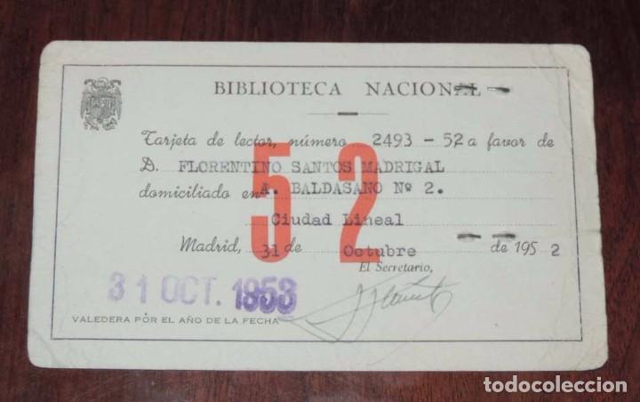 Alte Dokumente: CARNET DE LA BIBLIOTECA NACIONAL, MADRID, OCTUBRE DE 1953, MIDE 12 X 7,5 CMS.