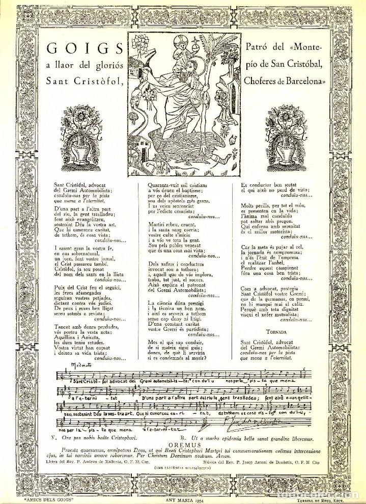 Documentos antiguos: Goigs a llaor de SANT CRISTOFOL, patro del Montepio de Xofers de Barcelona