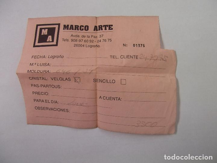 Documentos antiguos: ANTIGUO ALBARAN TIENDA MARCO ARTE AVENIDA DE LA PAZ LOGRO&Ntilde;O. TDKP12