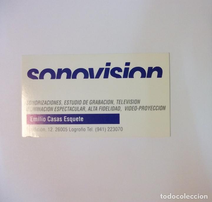 Documentos antigos: TARJETA DE VISITA. SONOVISION. CALLE FUNDICION LOGRO&Ntilde;O. TDKP12