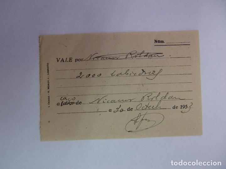 Documents Anciens: VALE DOCUMENTADO EN LOGRO&Ntilde;O 1953 CON EL SELLO DE IMPRENTA OCHOA HERMANOS MOROY. TDKP12