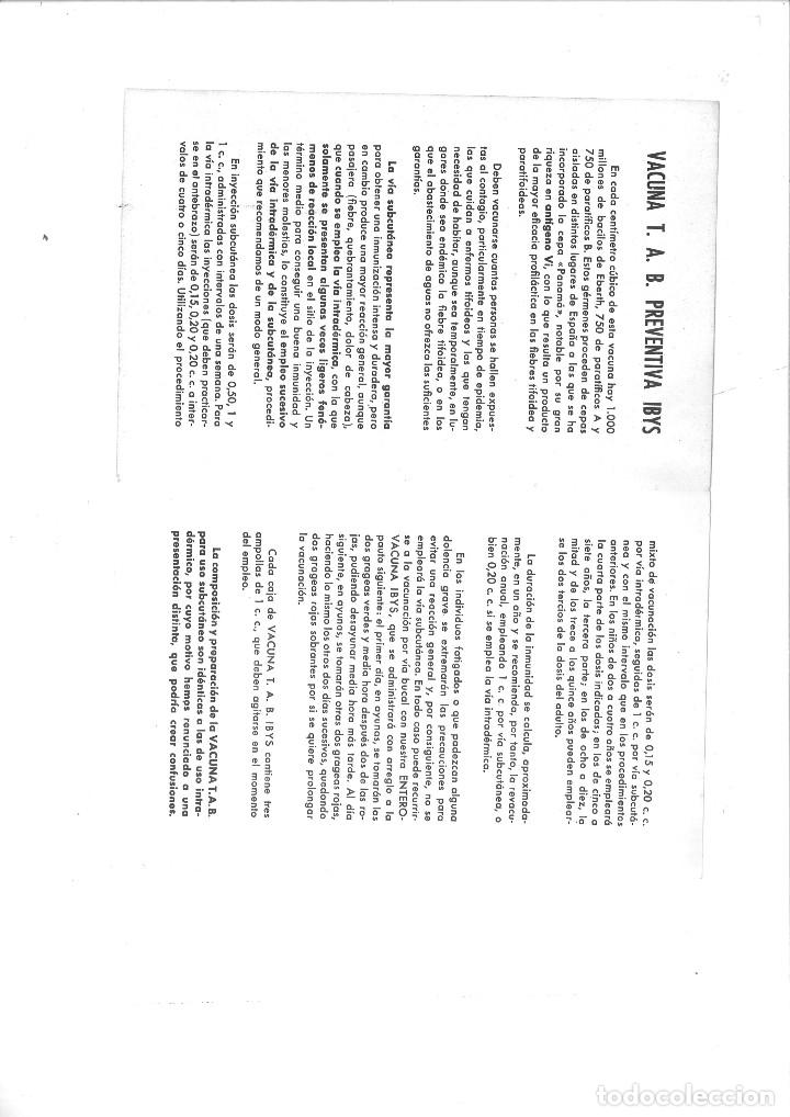 Documentos antiguos: VACUNA T.A.B. - Foto 2