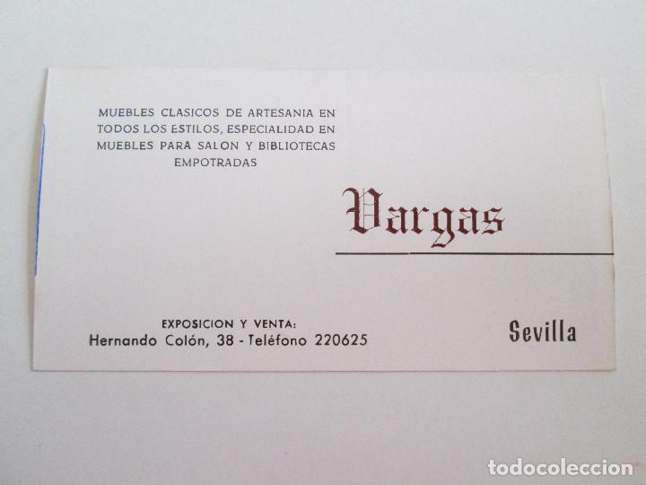 Documentos antiguos: TARJETA DE VISITA COMERCIAL - MUEBLES VARGAS - SEVILLA