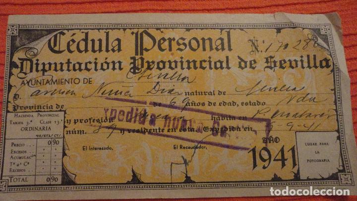 Documentos antiguos: ANTIGUA CELULA PERSONAL.CARMEN NU&Ntilde;EZ DIAZ.SEVILLA 1941