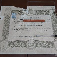 Documentos antiguos: TÍTULO BACHILLERATO ELEMENTAL 1927. Lote 99921923