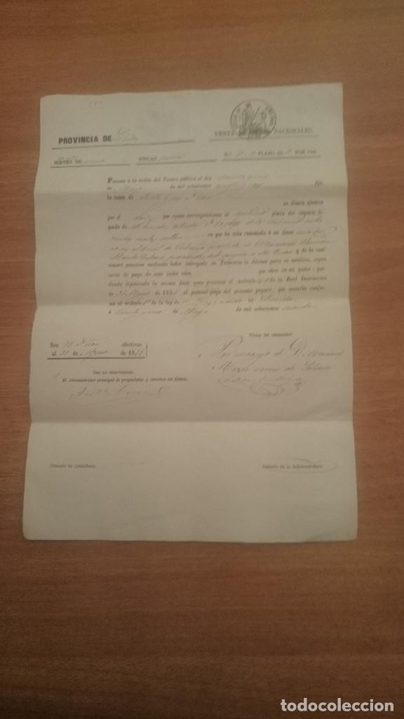 Documentos antiguos: PAGARE VENTA DE BIENES NACIONALES PROVINCIA DE LERIDA A&Ntilde;O 1866