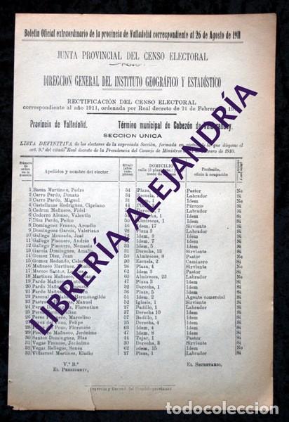 Documentos antiguos: VALDERADUEY  - VALLADOLID - 1911 - Censo del T&eacute;rmino Municipal