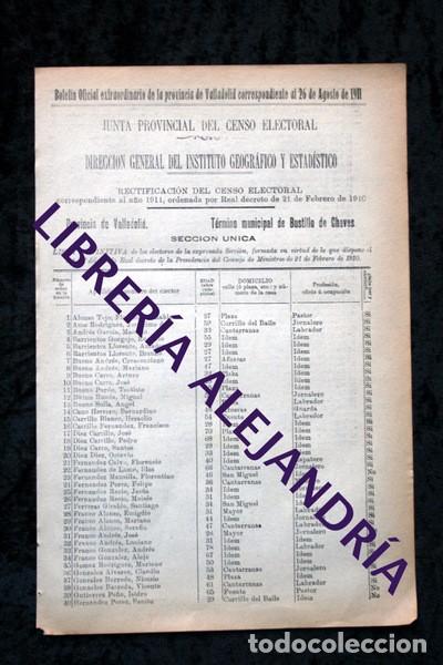 Documentos antiguos: BUSTILLO DE CHAVES - VALLADOLID - 1911 - Censo del T&eacute;rmino Municipal