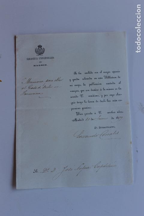 Documentos antiguos: BIBLIOTECA UNIVERSITARIA DE MADRID, 1899 - Foto 1