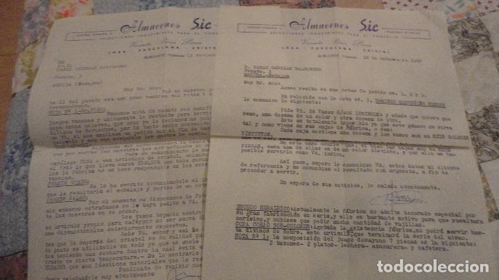 Documentos antiguos: CONJUNTO 2 CARTAS.ALMACENES SIC.VICENTE PEREZ PEREZ.LOZA.PORCELANA.CERAMICA.BURJASOT.VALENCIA.1968