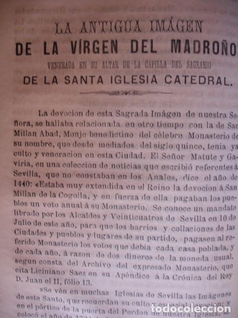 Documentos antiguos: VIRGEN DEL MADRO&Ntilde;O CATEDRAL DE  SEVILLA .A&Ntilde;O 1889 - Foto 1