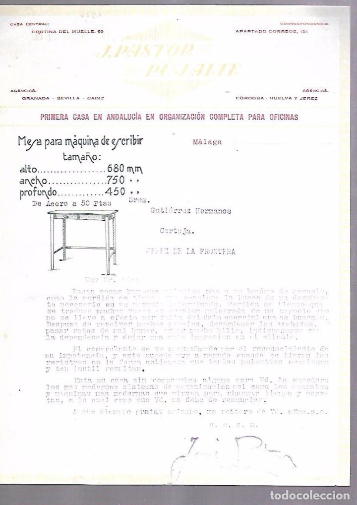 Documentos antiguos: CARTA COMERCIAL. J.PASTOR PUJALTE. MALAGA. 1926