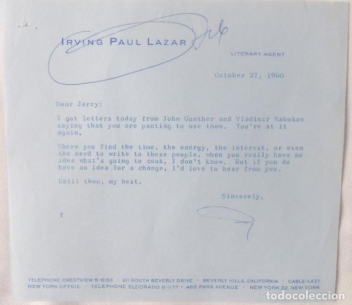 Documenti antichi: Carta firmada por Irving Paul Lazar/1960