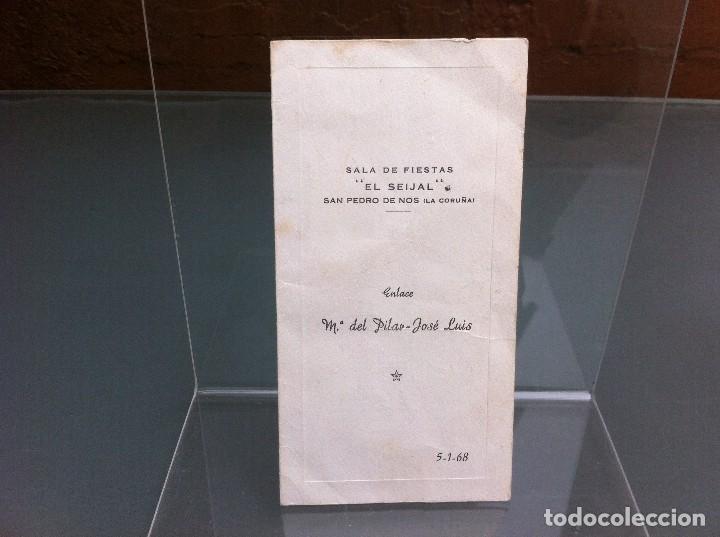 Documents Anciens: MEN&Uacute; (SALA DE FIESTAS EL SEIJAL) SAN PEDRO DE NOS, CORU&Ntilde;A. A&Ntilde;O 1968 (MEDIDAS DESPLEGADO 17 x 16,5cm)