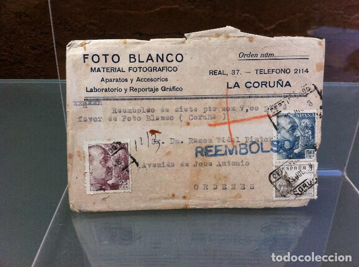 Documents Anciens: SOBRE COMERCIAL  (FOTO BLANCO. MATERIAL FOTOGR&Aacute;FICO) LA CORU&Ntilde;A. TEL&Eacute;FONO 2114