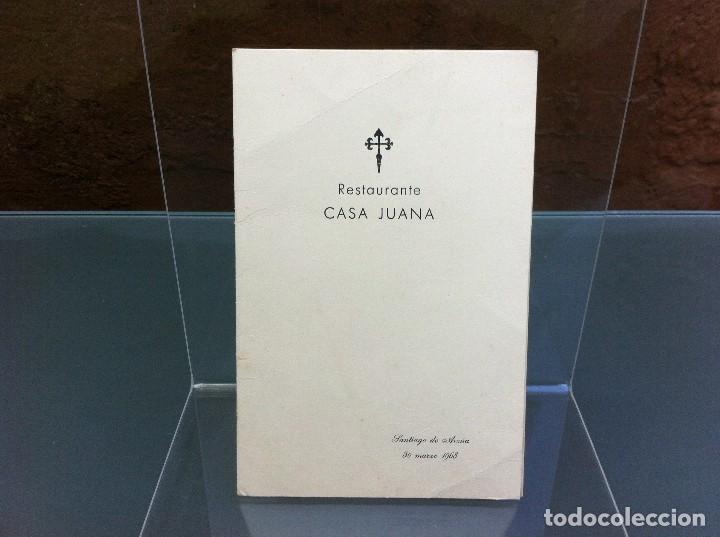 Documents Anciens: MEN&Uacute; (RESTAURANTE CASA JUANA) SANTIAGO DE ARZ&Uacute;A.  1968.  MEDIDAS DESPLEGADO: 22 x 17cm