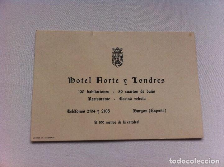 Documents Anciens: TARJETA (HOTEL NORTE Y LONDRES) BURGOS.  MEDIDAS: 15 x 10cm.