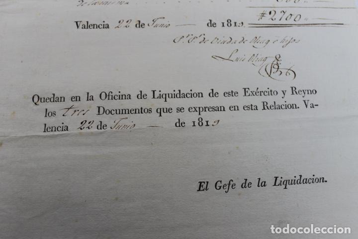 Documentos antiguos: OFICIO DE LIQUIDACION DEL EJERCITO DE LOS REYNOS DE VALENCIA Y MURCIA 1819 - Foto 2