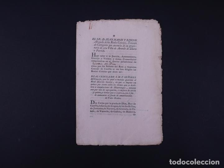 Documentos antiguos: REAL CEDULA QUINTANA DEL PINO 1795 - Foto 2