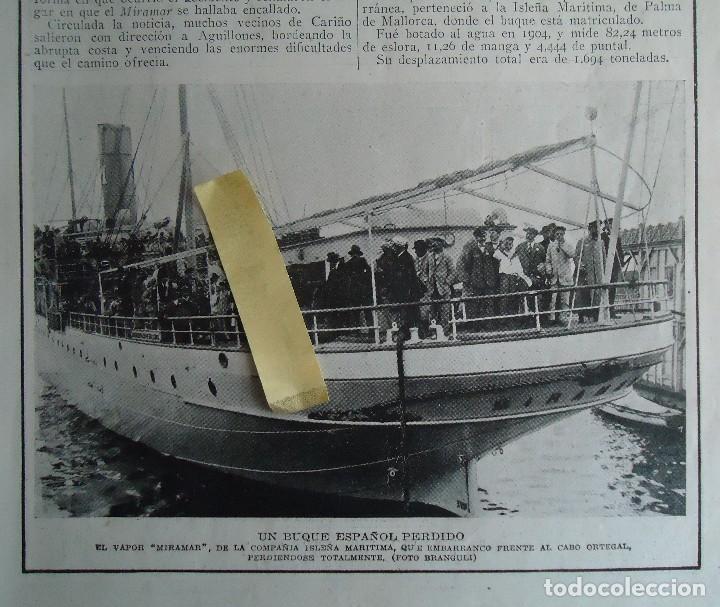 Documentos antiguos: barco vapor miramar cabo ortegal bahia de cari&ntilde;o aguillones coru&ntilde;a galicia mar atlantico carbon