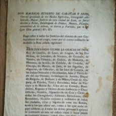 Documentos antiguos: REAL CÉDULA ORDEN CARLOS III LEÓN 1817. Lote 112309522