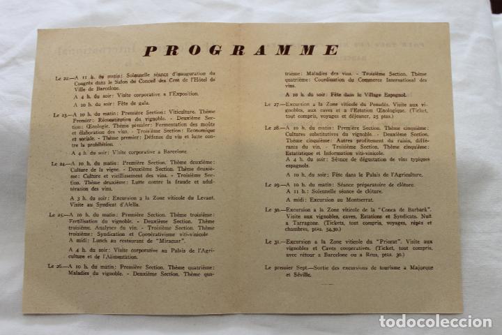 Documentos antiguos: PROGRAMA 2&ordm; CONGRESO INTERNACIONAL DE LA VI&Ntilde;A Y EL VINO, BARCELONA 1929 - Foto 3