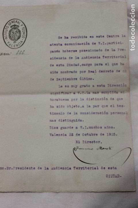 Documentos antiguos: OFICIO DEL INSTITUTO GENERAL Y TECNICO VALENCIA, 1925 - Foto 1