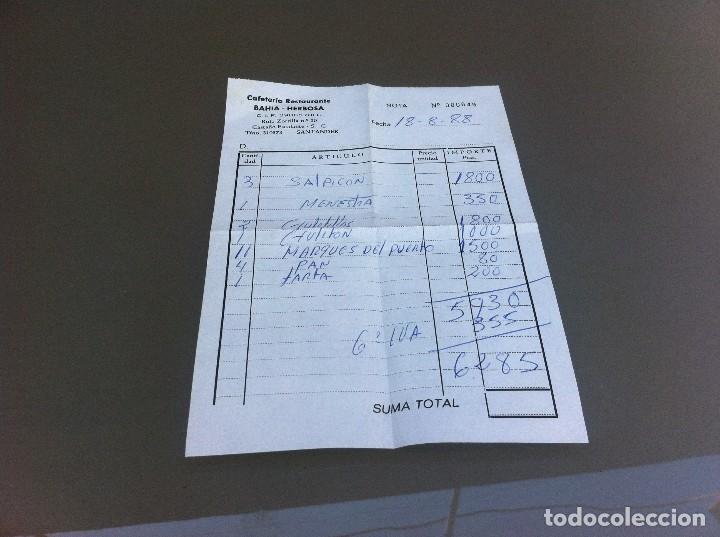 Documents Anciens: FACTURA (CAFETER&Iacute;A RESTAURANTE BAH&Iacute;A - HERBOSA) SANTANDER. 1988