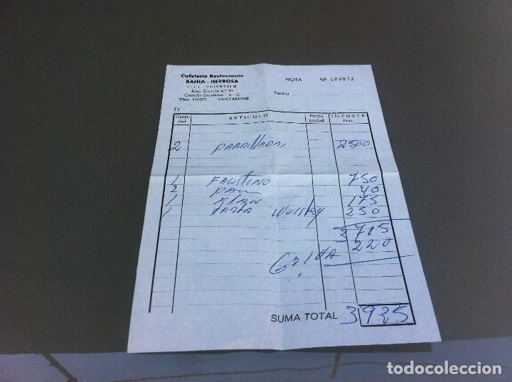 Documents Anciens: FACTURA (CAFETER&Iacute;A RESTAURANTE BAH&Iacute;A - HERBOSA) SANTANDER.