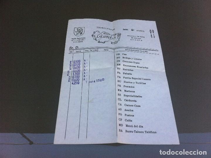 Documents Anciens: FACTURA (RESTAURANTE LEON&Eacute;S) LUARCA, ASTURIAS. 1989