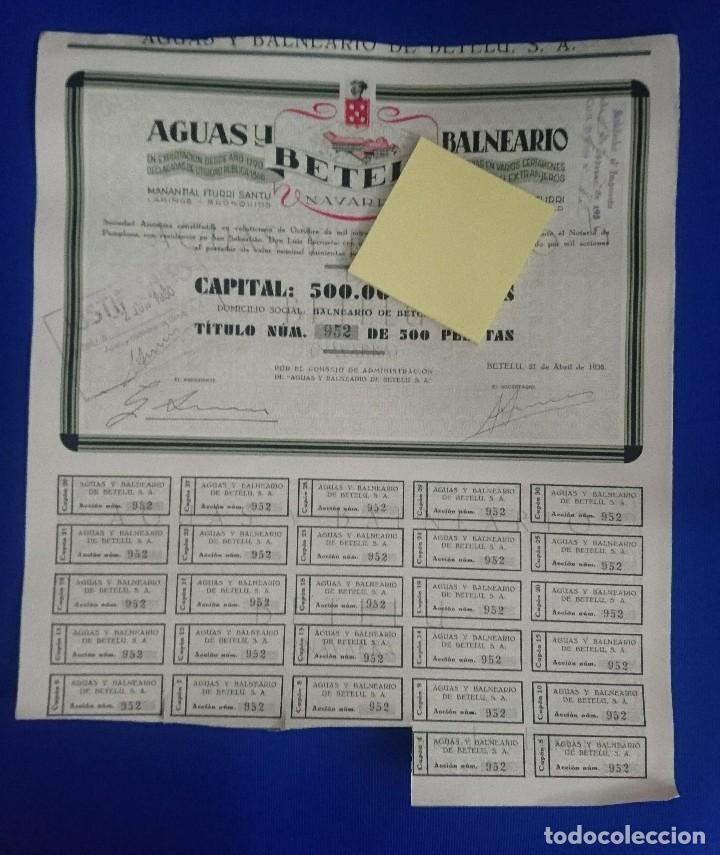 Documentos antiguos: accion balneario betelu aralar pamplona navarra agua termal manantial pirineo navarro medicina salud