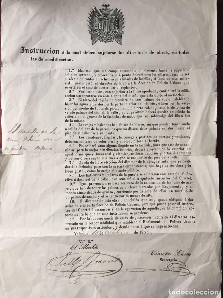Documentos antiguos: Valencia 1853. Ordenanzas de Obras. - Foto 1