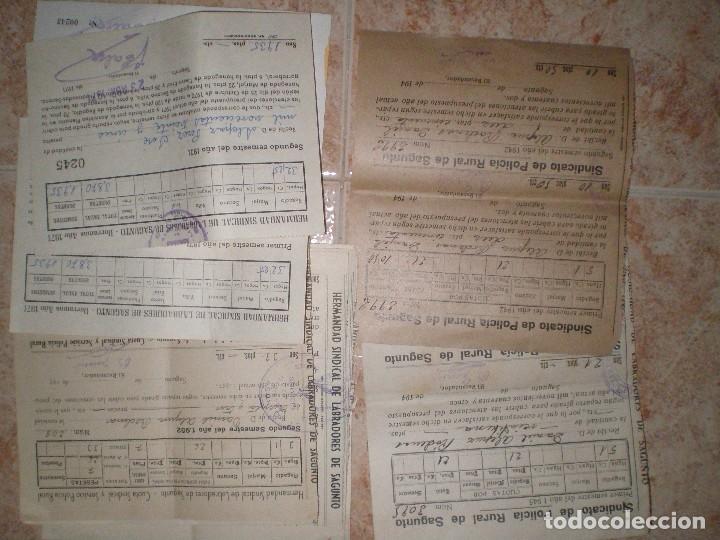 Documents Anciens: 1942 1977 SAGUNTO CONJUNTO DE DOCUMENTOS DE IMPUESTOS POLICIA RURAL HERMANDAD LABRADORES LOTE