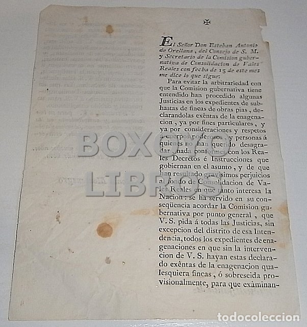 Documentos antiguos: Arbitrariedad en las subastas de fincas de Obras P&iacute;as [Murcia, 1802]