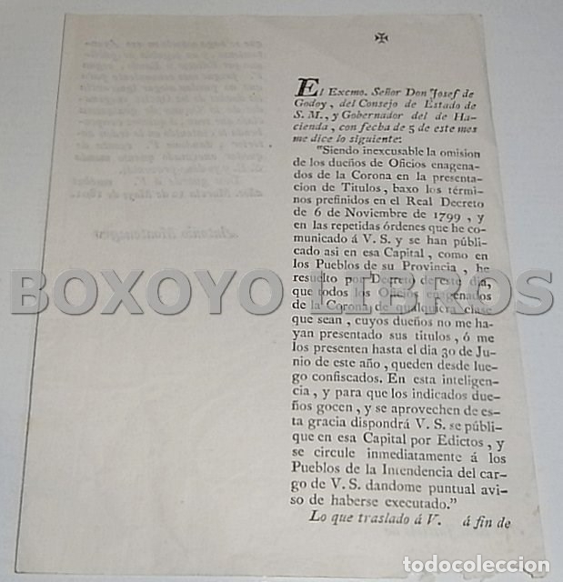 Documentos antiguos: Presentaci&oacute;n de t&iacute;tulos de oficios enajenados de la Corona [Murcia, 1801]