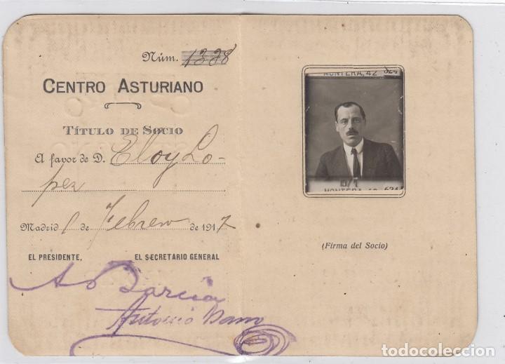 Documentos antiguos: CARNET CENTRO ASTURIANO EN MADRID 1917. - Foto 1