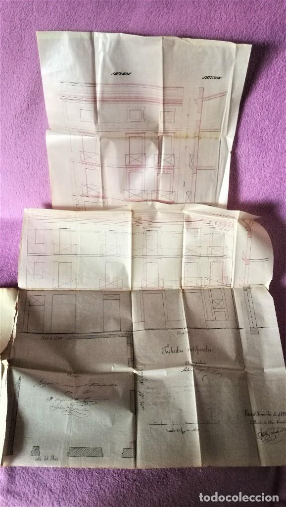 Documentos antiguos: PROYECTO DE REFORMA ORIGINAL DE LA FACHADA DE D. ANTONIO BAGES Y TORROJA 1882