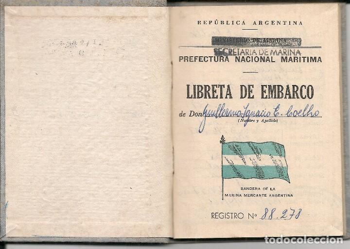 Documentos antiguos: ARGENTINA 1960 LIBRETA DE EMBARCO - PREFECTURA NACIONAL MARITIMA - SECRETARIA MARINA