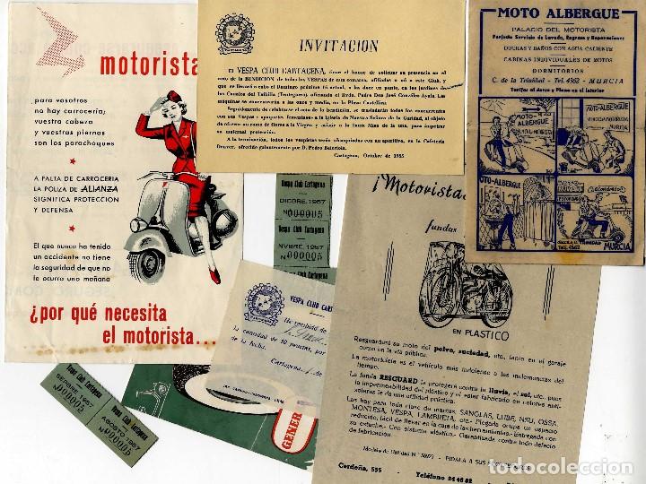 Documentos antiguos: MOTOS VESPA CARTAGENA-MURCIA CONJUNTO DOCUMENTOS MITAD A&Ntilde;OS 50