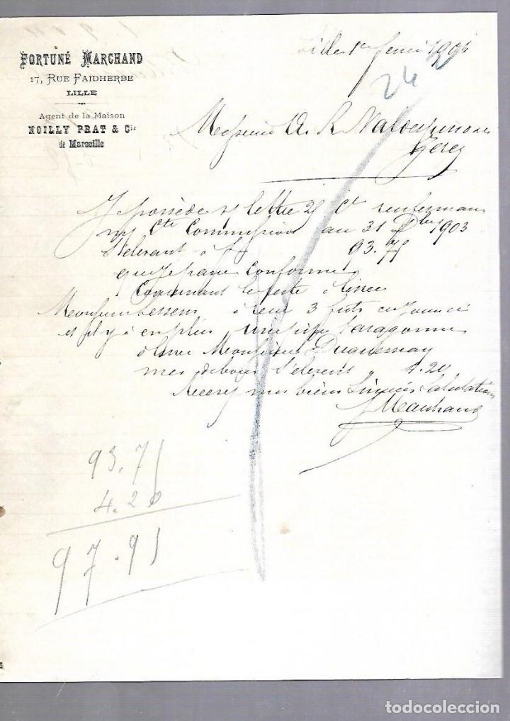 Documentos antiguos: CARTA COMERCIAL. FORTUNE MARCHAND. LILLE. 1904