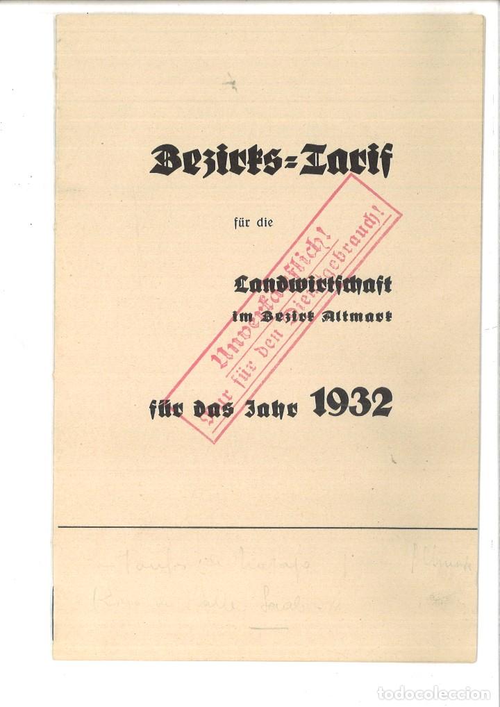 Documentos antiguos: BEZIRTS=TARIF ..... F&Uuml;R DAS JAHR 1932 - Foto 1