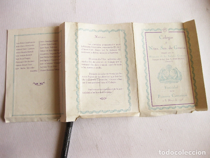 Documentos antiguos: PROGRAMA PARA LA PRIMERA COMUNI&Oacute;N DEL COLEGIO DE NUESTRA SE&Ntilde;ORA DE GRACIA DE BARCELONA - Foto 2