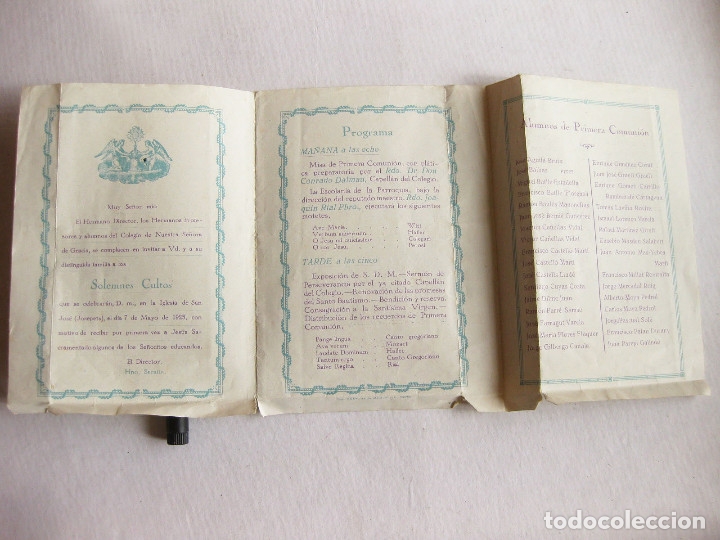 Documentos antiguos: PROGRAMA PARA LA PRIMERA COMUNI&Oacute;N DEL COLEGIO DE NUESTRA SE&Ntilde;ORA DE GRACIA DE BARCELONA - Foto 3