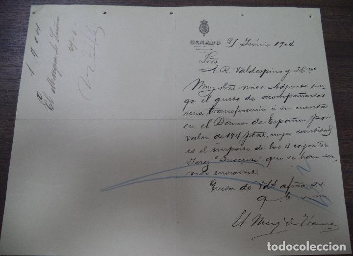 Documentos antiguos: SENADO. 1904. MARQUES DE YBARRA. CARTA. - Foto 1