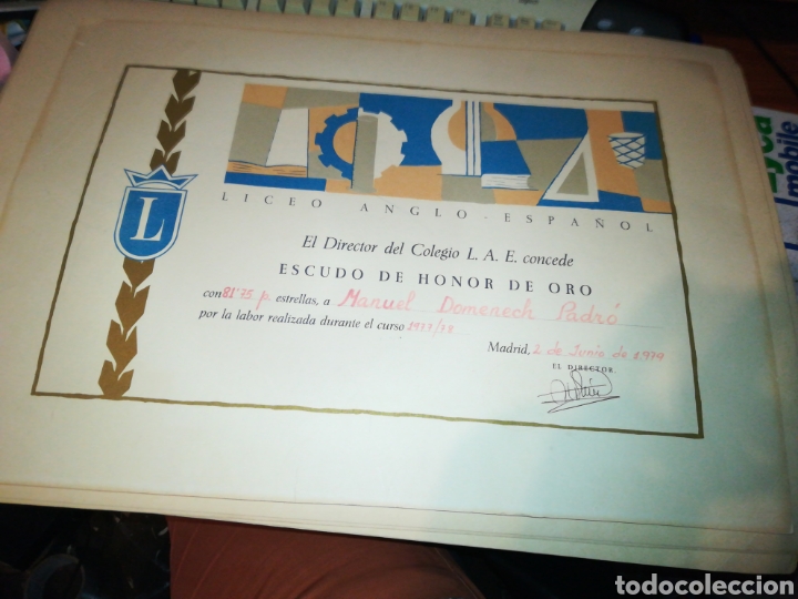 Documentos antiguos: Diploma liceo anglo espa&ntilde;ol junio 1979 - Foto 1